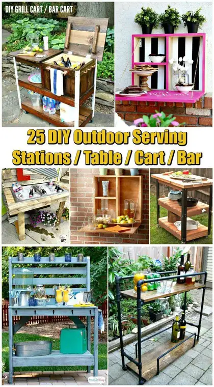 25 Diy Outdoor Serving Stations Table Cart Bar Crafts 25 Diy Outdoor Serving Stations Table