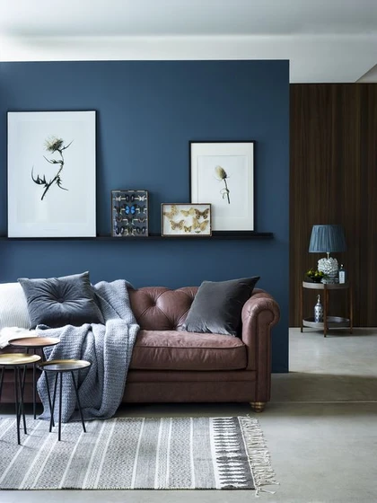 33 Cool Brown And Blue Living Room Designs