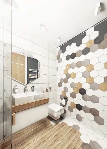 Contemporary Full Bathroom Half Wall With Tile Bathroom Design