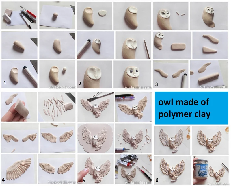 Polymer clay owl - DIY step by step tutorial