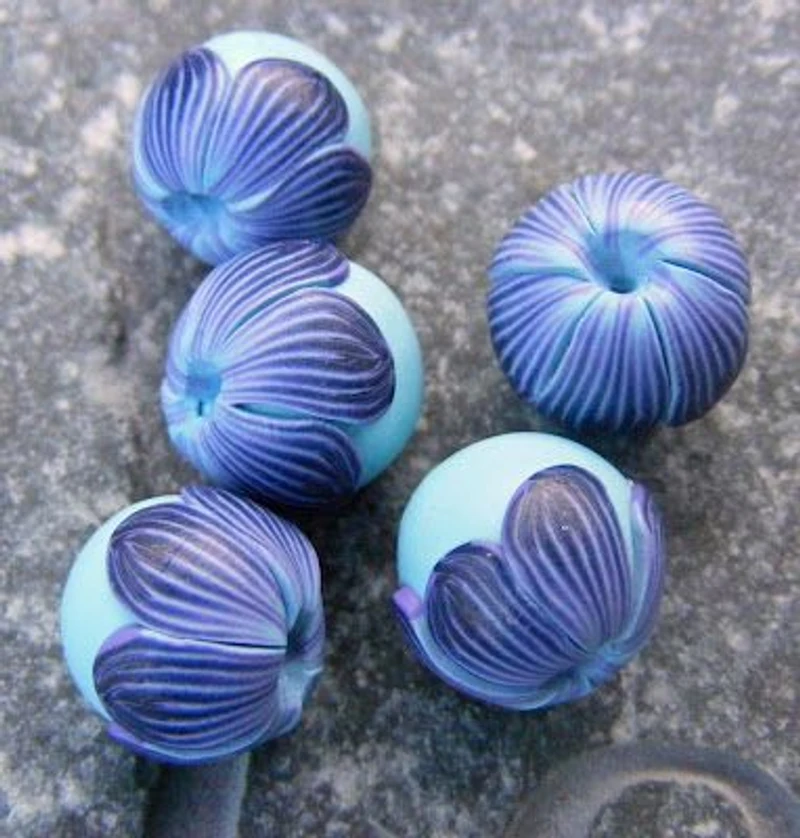 Polymer clay blue beads ideas
