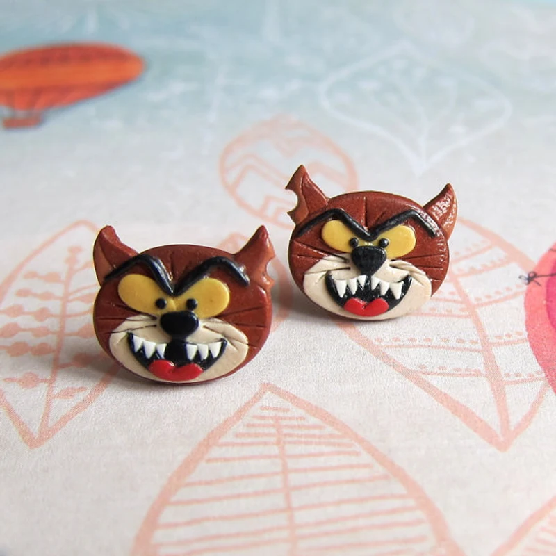 Azrael Ginger Cat Earrings Polymer Clay Earrings Polymer Clay