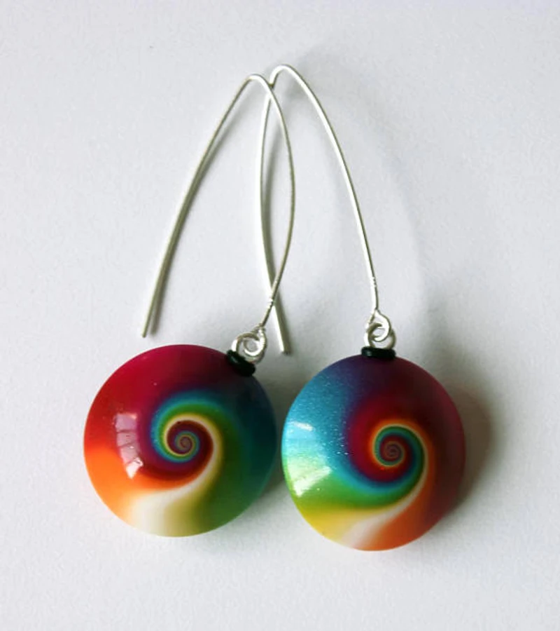 Polymer Clay Rainbow Earrings With Lentil Beads
