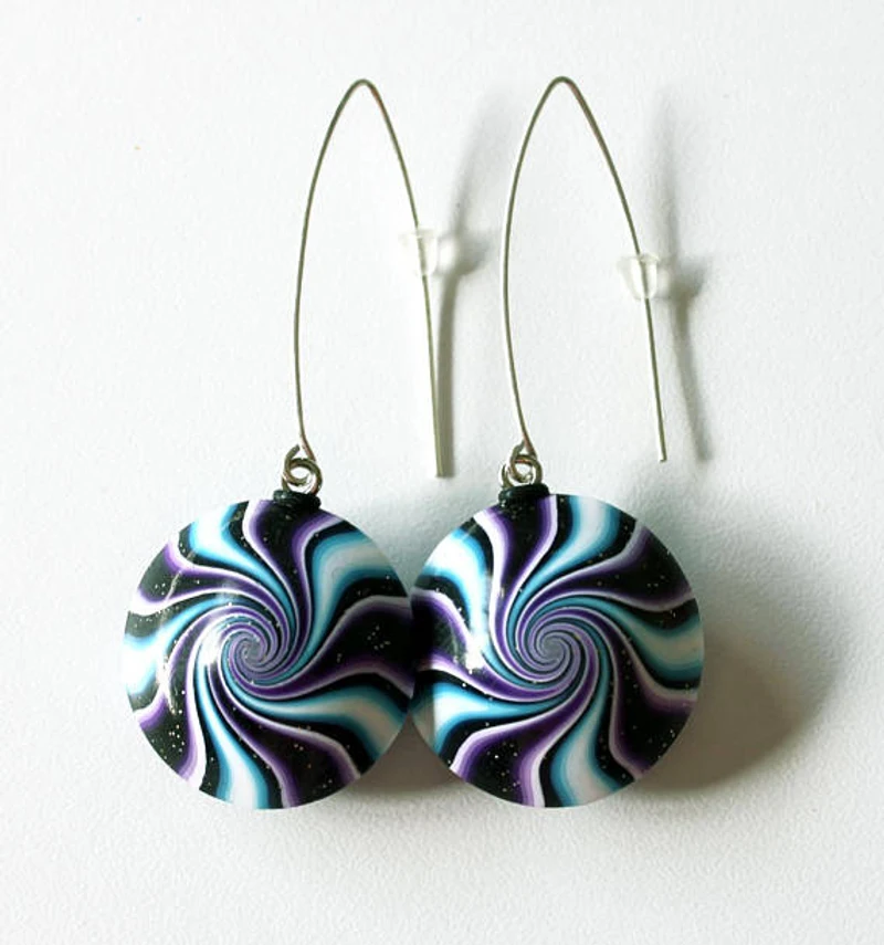 Polymer Clay Rainbow Earrings With Lentil Beads