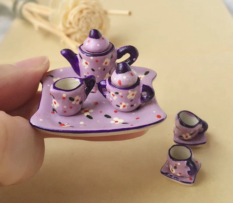 Polymer clay miniature tea set