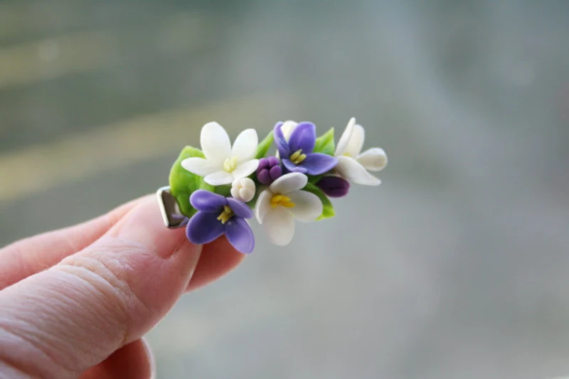Handmade polymer clay hair barrette