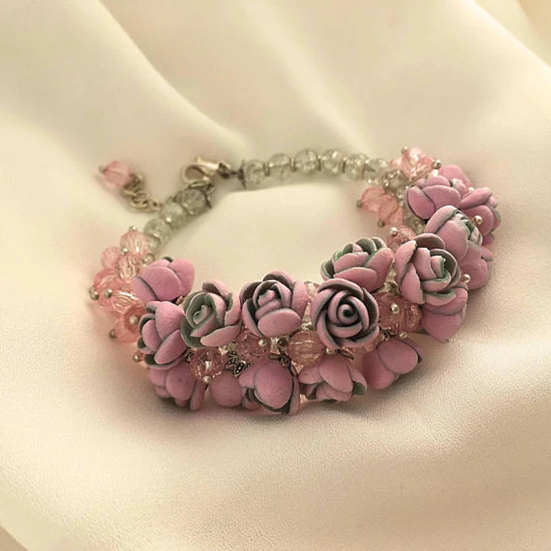Pink polymer clay jewelry