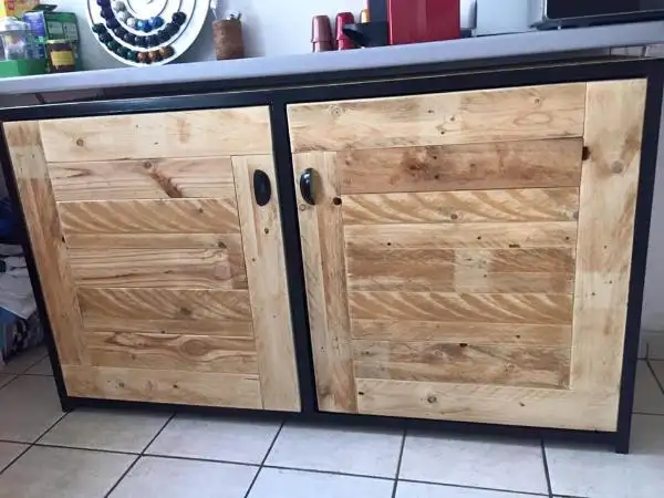repurposed pallet sideboard and kitchen cabinet