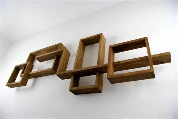 pallet geometrical wall display shelves